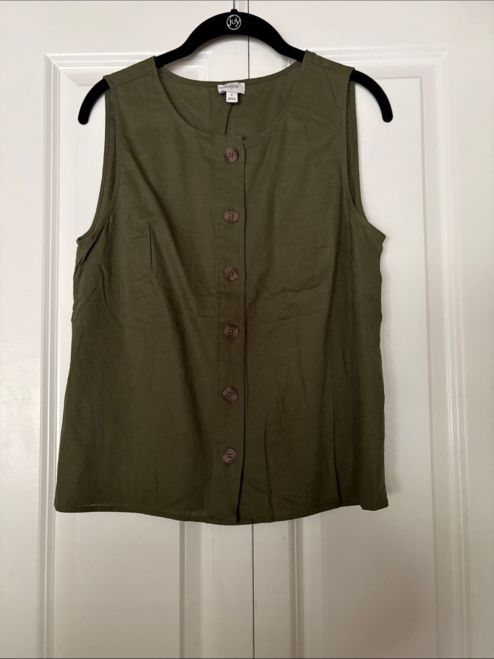 J. Crew Factory Linen-Blend Button-Front Shell - Picture 3 of 5